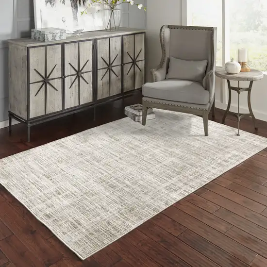 Beige Grey Ivory Tan And Brown Abstract Power Loom Stain Resistant Area Rug Photo 9