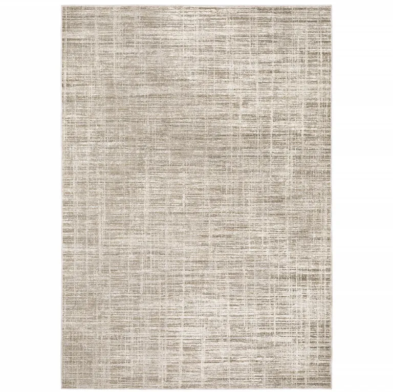 Beige Grey Ivory Tan And Brown Abstract Power Loom Stain Resistant Area Rug Photo 1