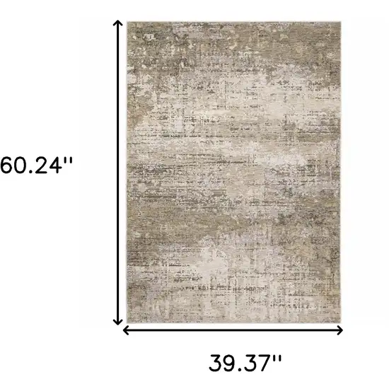 Beige Grey Ivory Tan And Brown Abstract Power Loom Stain Resistant Area Rug Photo 10