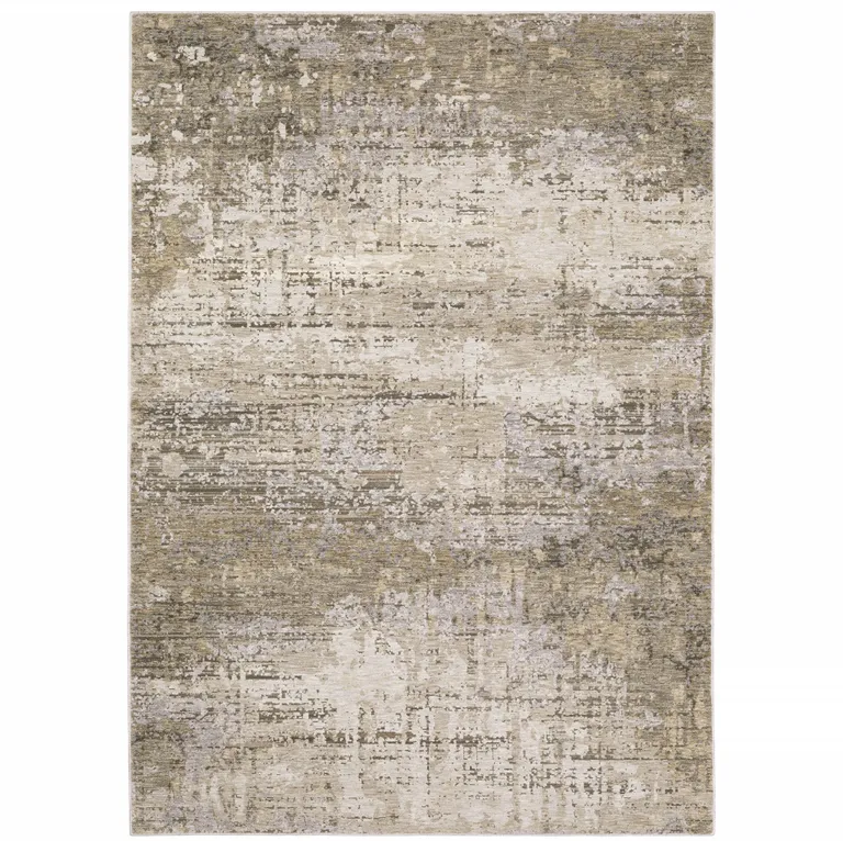 Beige Grey Ivory Tan And Brown Abstract Power Loom Stain Resistant Area Rug Photo 1