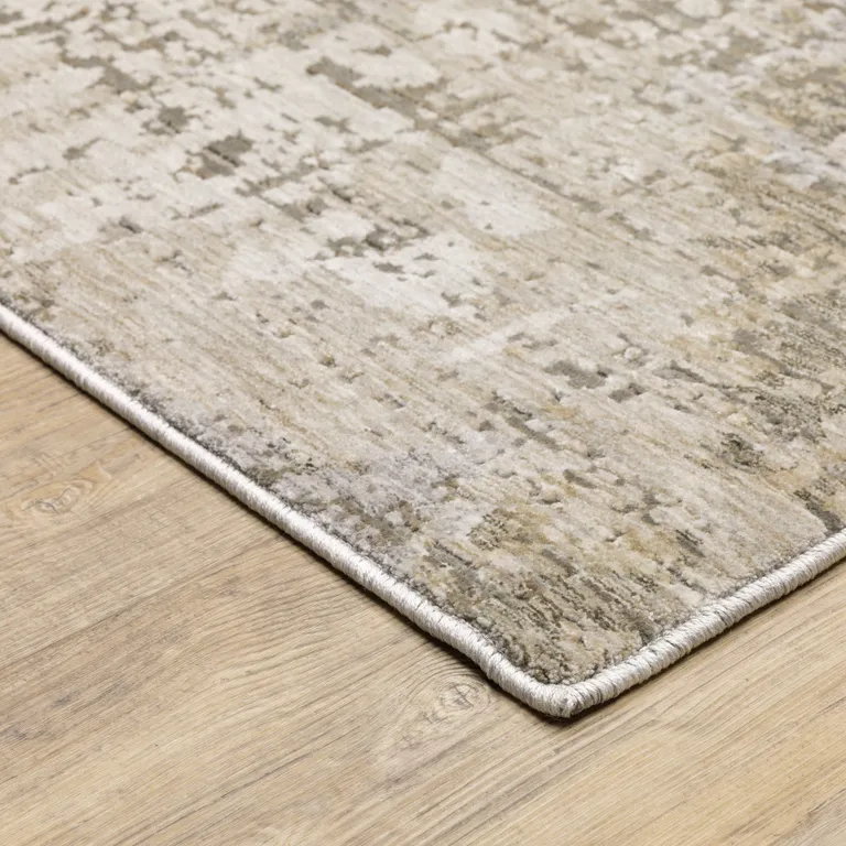 Beige Grey Ivory Tan And Brown Abstract Power Loom Stain Resistant Area Rug Photo 4