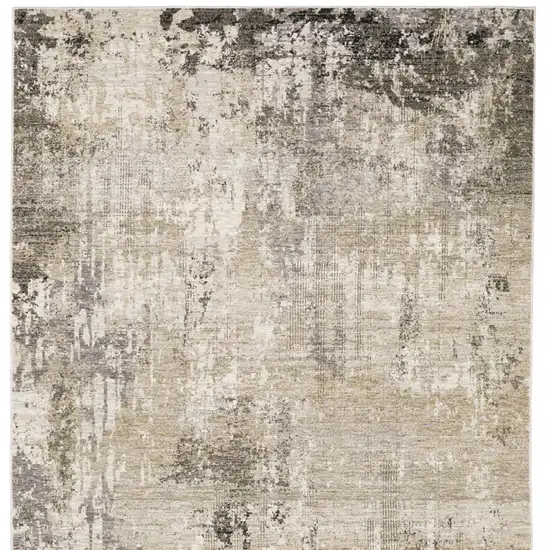 Beige Grey Ivory Tan And Brown Abstract Power Loom Stain Resistant Area Rug Photo 5