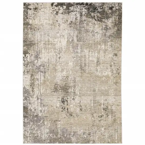 Beige Grey Ivory Tan And Brown Abstract Power Loom Stain Resistant Area Rug Photo 1