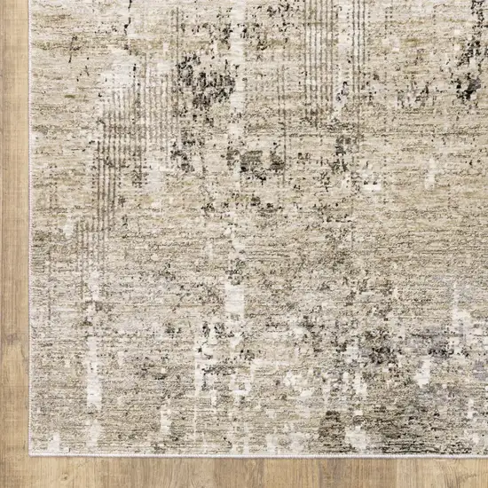 Beige Grey Ivory Tan And Brown Abstract Power Loom Stain Resistant Area Rug Photo 3