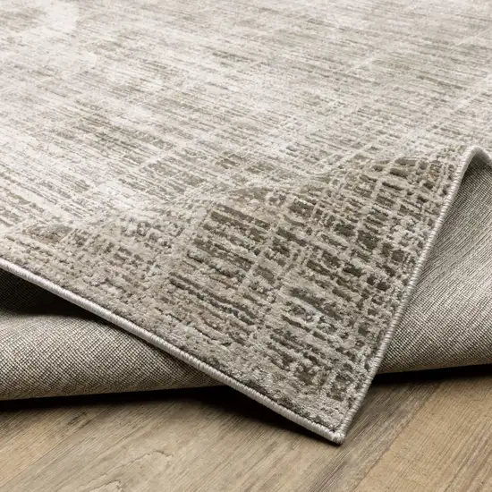 Beige Grey Ivory Tan And Brown Abstract Power Loom Stain Resistant Runner Rug Photo 9