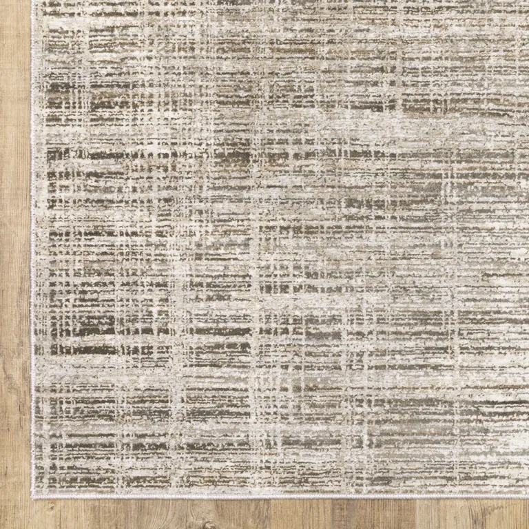 Beige Grey Ivory Tan And Brown Abstract Power Loom Stain Resistant Runner Rug Photo 3