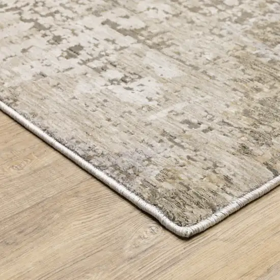 Beige Grey Ivory Tan And Brown Abstract Power Loom Stain Resistant Runner Rug Photo 4