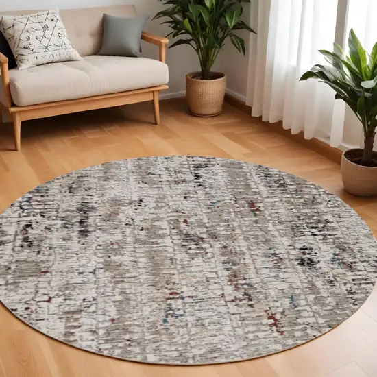 8' Blue Gray Round Area Rug Photo 1