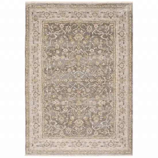 Beige Grey Machine Woven Oriental Indoor Area Rug Photo 1