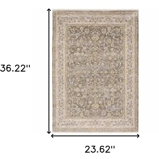 Beige Grey Machine Woven Oriental Indoor Area Rug Photo 3