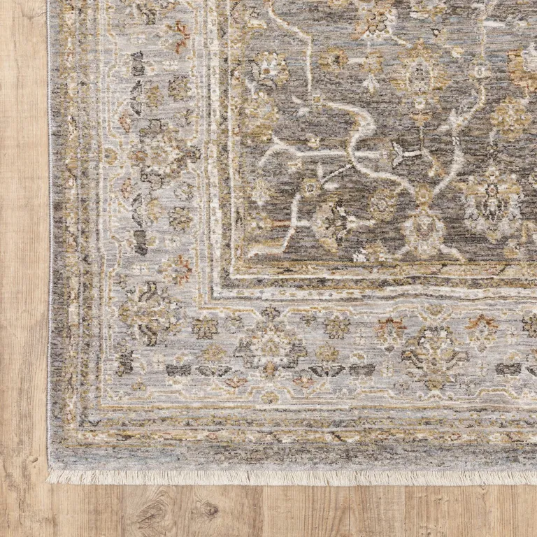 Beige Grey Machine Woven Oriental Indoor Area Rug Photo 2