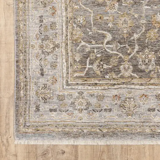 Beige Grey Machine Woven Oriental Indoor Area Rug Photo 2