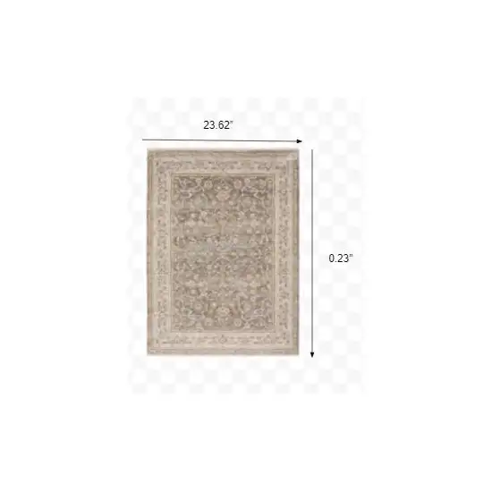 Beige Grey Machine Woven Oriental Indoor Area Rug Photo 3