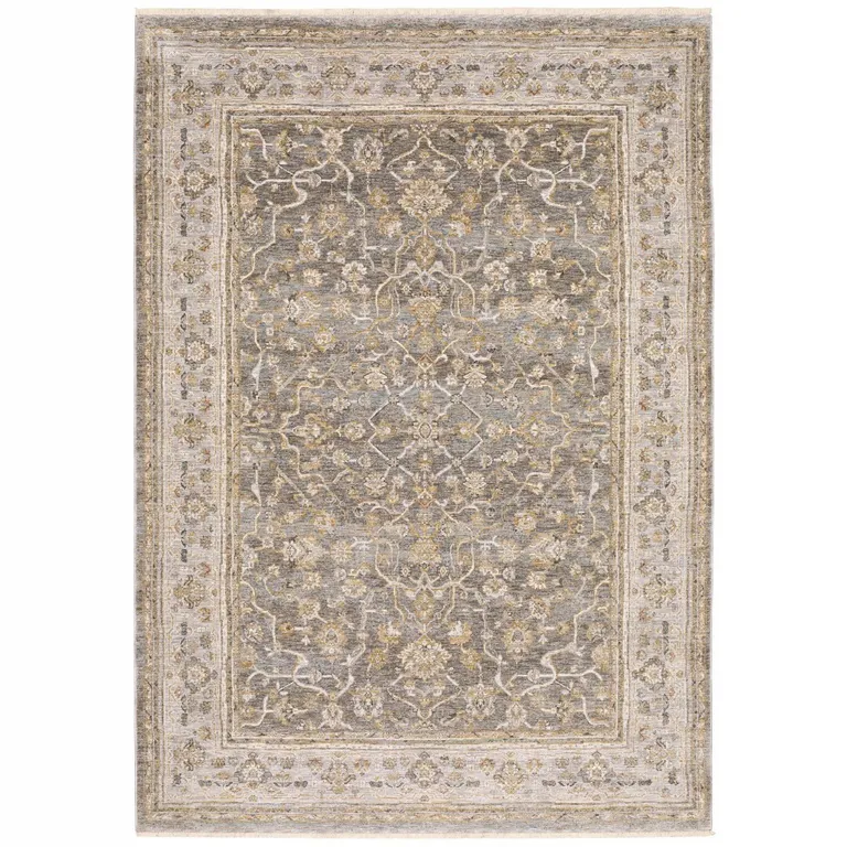 Beige Grey Machine Woven Oriental Indoor Arean Rug Photo 3