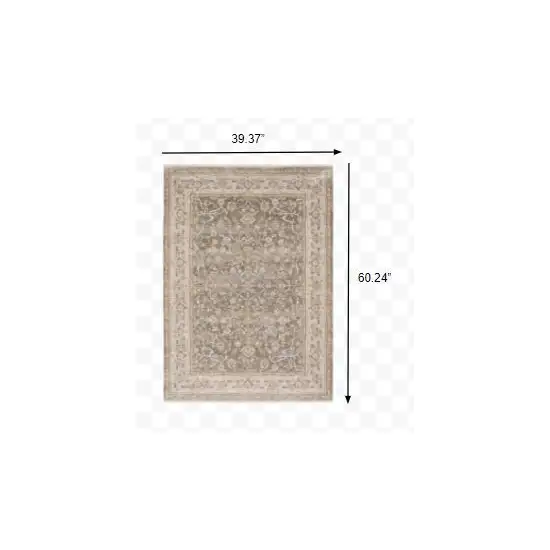 Beige Grey Machine Woven Oriental Indoor Arean Rug Photo 3