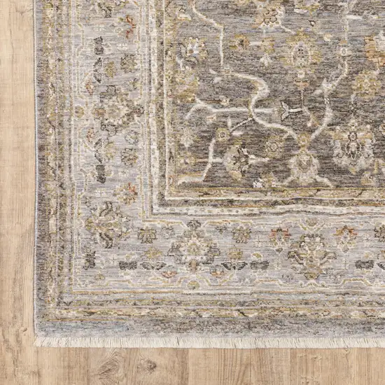 Beige Grey Machine Woven Oriental Indoor Runner Rug Photo 5