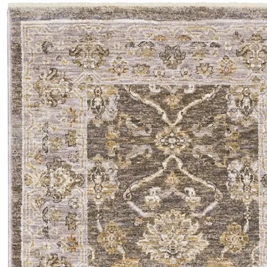 Beige Grey Machine Woven Oriental Indoor Runner Rug Photo 9