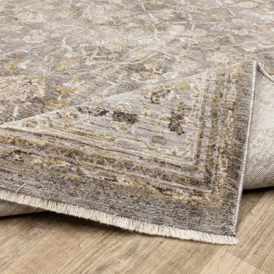 Beige Grey Machine Woven Oriental Indoor Runner Rug Photo 8