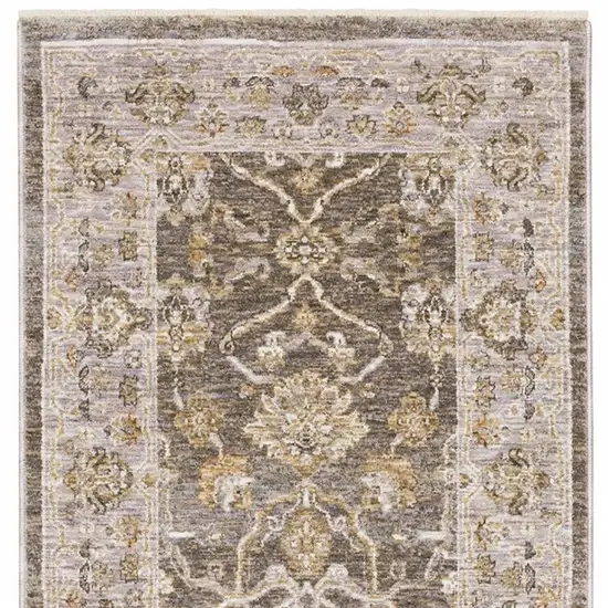 Beige Grey Machine Woven Oriental Indoor Runner Rug Photo 10