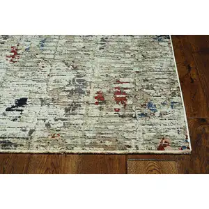 Photo of Beige Grey Machine Woven Shrank Abstract Design Indoor Runner Rug