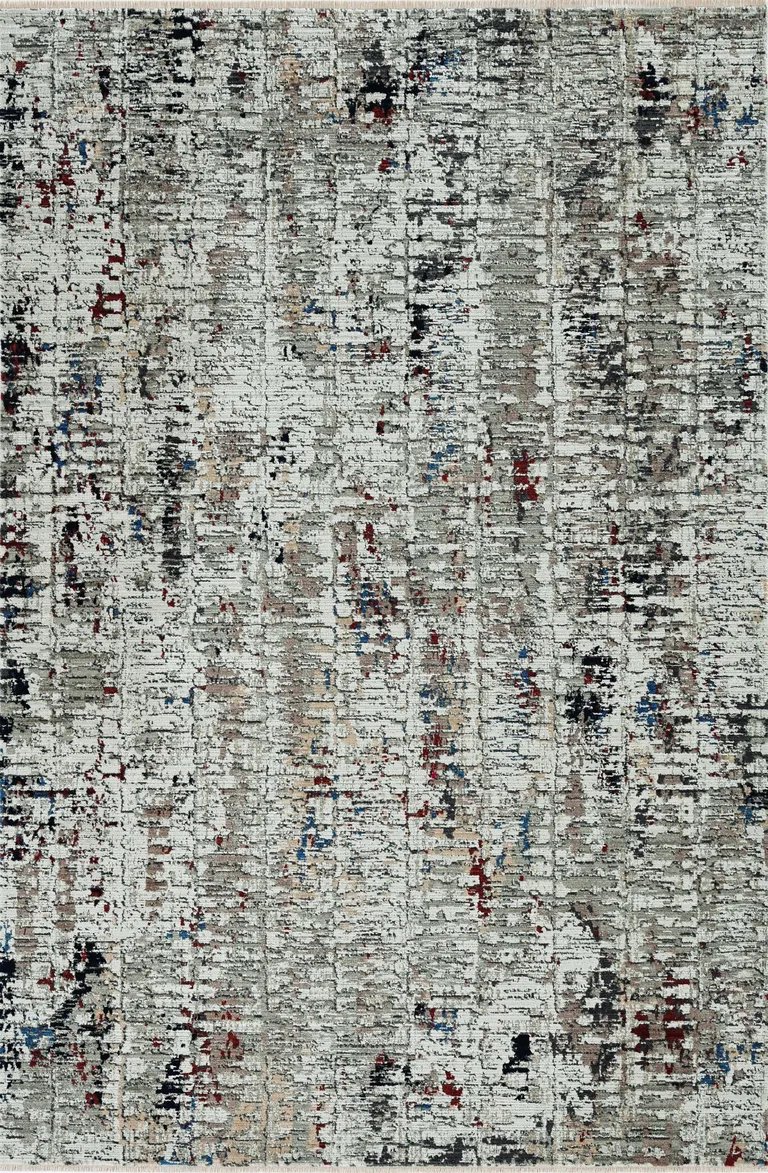 Beige Grey Machine Woven Shrank Abstract Design Indoor Runner Rug Photo 2