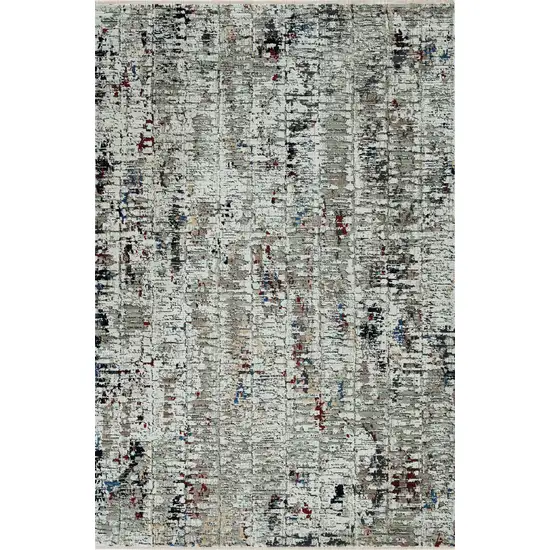 Beige Grey Machine Woven Shrank Abstract Design Indoor Runner Rug Photo 2