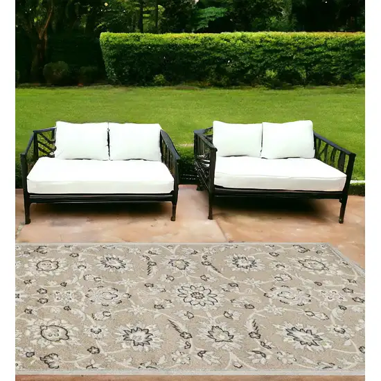 Gray And Ivory Floral Indoor Outdoor Area Rug Photo 1