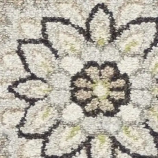 5'X8' Beige Grey Machine Woven Uv Treated Floral Traditional Indoor Outdoor Area Rug Photo 6