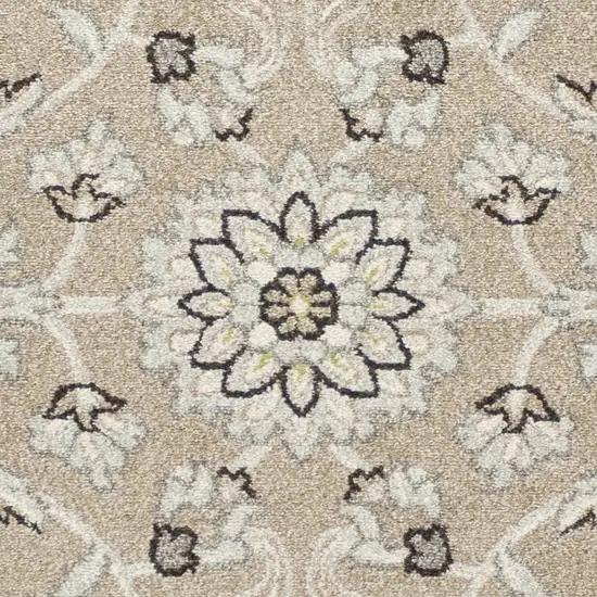 Beige Grey Machine Woven UV Treated Floral Traditional Indoor Outdoor Area Rug Photo 2