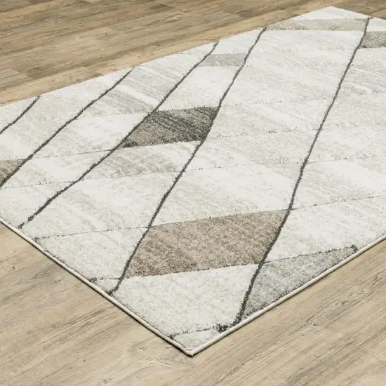 Beige Grey Tan And Brown Geometric Power Loom Stain Resistant Area Rug Photo 4