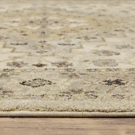 Beige Grey Tan And Brown Oriental Power Loom Stain Resistant Area Rug Photo 9