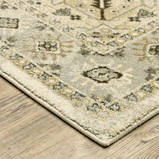 Beige Grey Tan And Brown Oriental Power Loom Stain Resistant Area Rug Photo 4