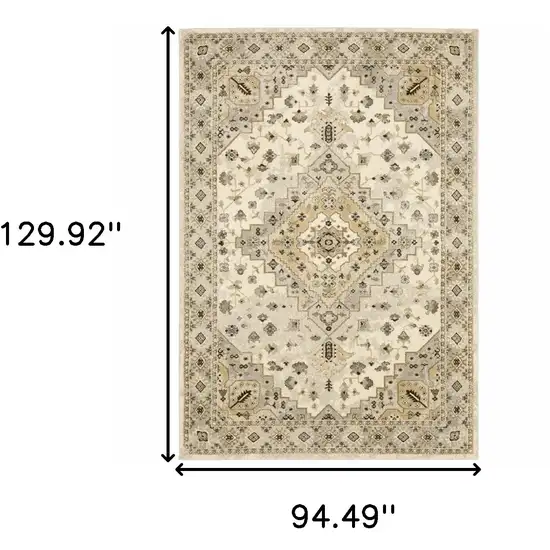 Beige Grey Tan And Brown Oriental Power Loom Stain Resistant Area Rug Photo 10