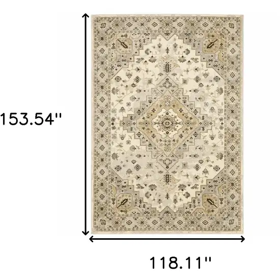 Beige Grey Tan And Brown Oriental Power Loom Stain Resistant Area Rug Photo 10