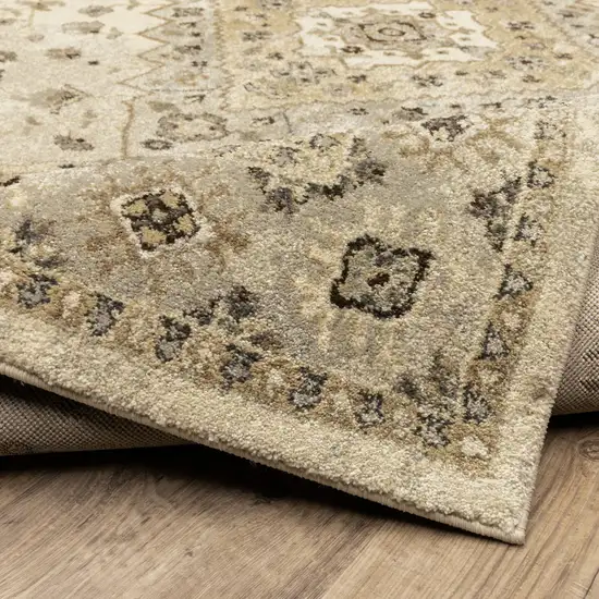 Beige Grey Tan And Brown Oriental Power Loom Stain Resistant Runner Rug Photo 8