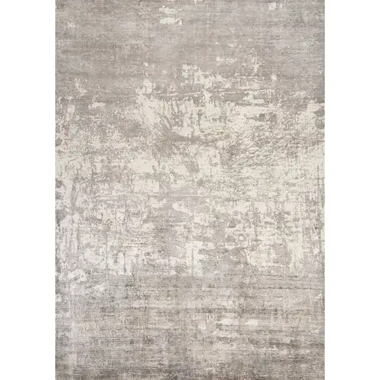 Beige Hand Loomed Abstract Brushstroke Indoor Area Rug Photo 1