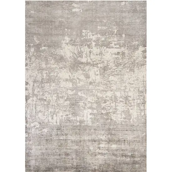 5'X7' Beige Hand Loomed Abstract Brushstroke Indoor Area Rug Photo 2