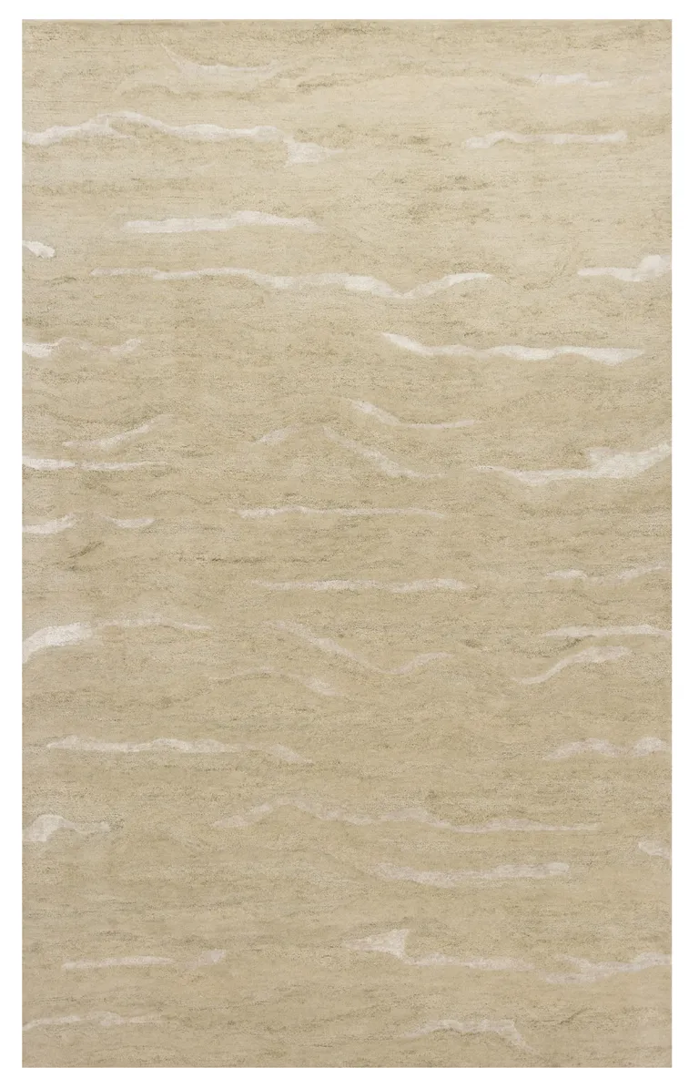 Beige Hand Tufted Abstract Indoor Area Rug Photo 1