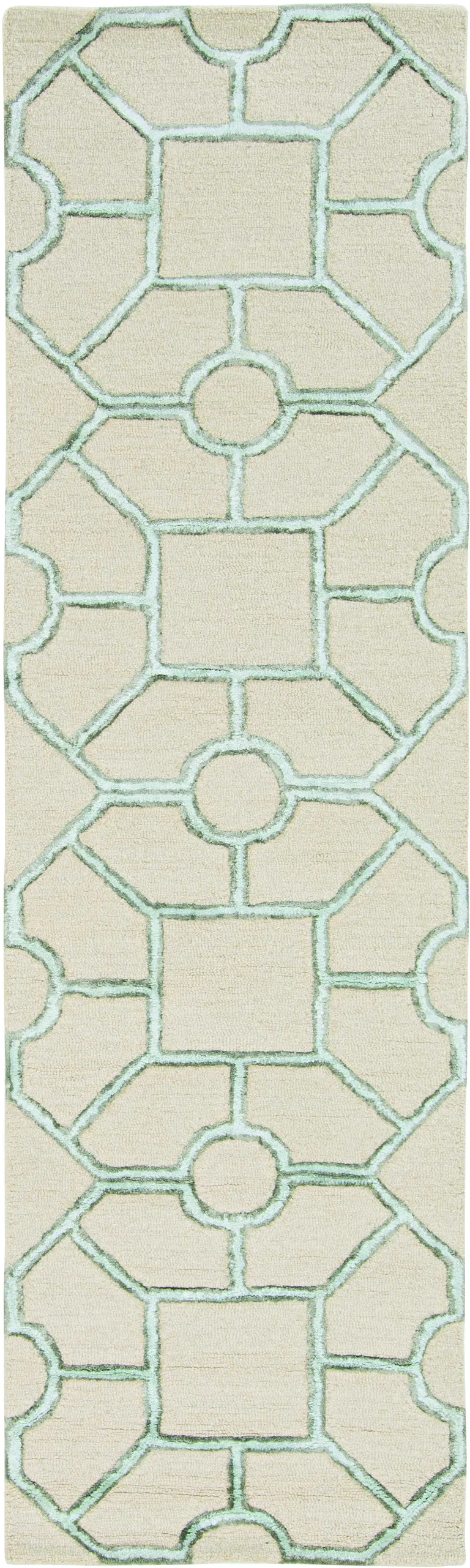 Beige Hand Tufted Geometric Indoor Area Rug Photo 3