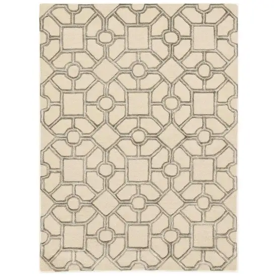 Beige Hand Tufted Geometric Indoor Area Rug Photo 2