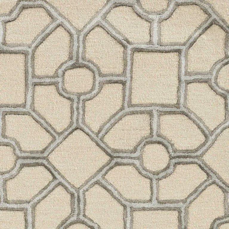 Beige Hand Tufted Geometric Indoor Area Rug Photo 4