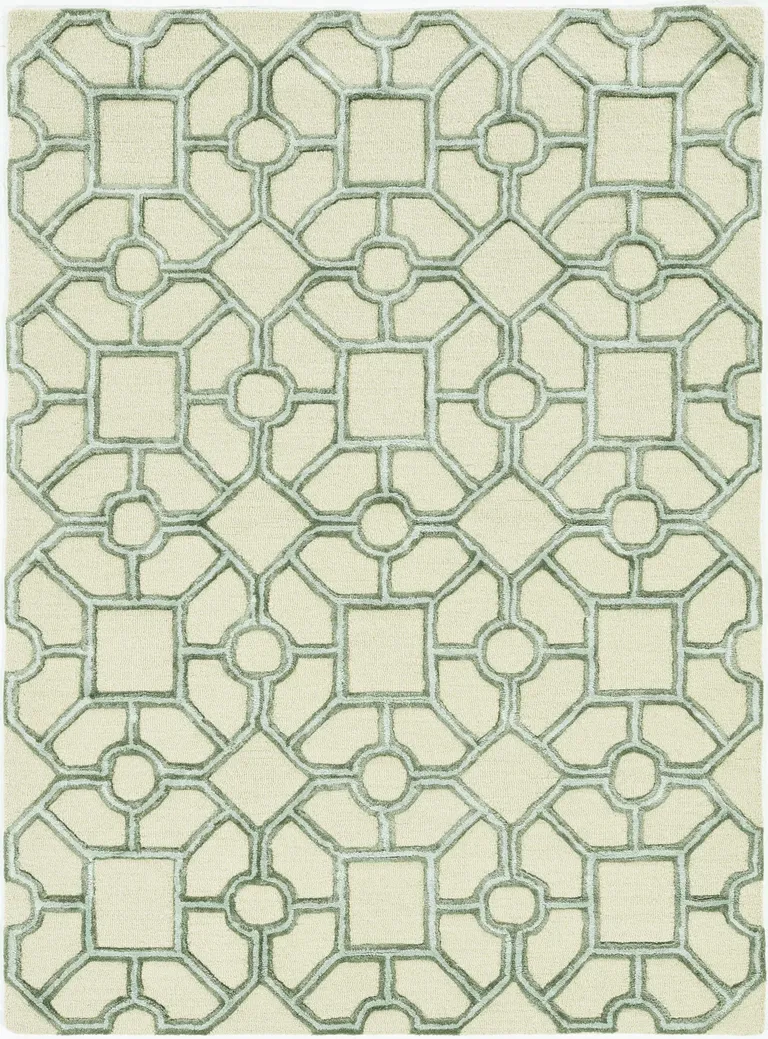 Beige Hand Tufted Geometric Indoor Area Rug Photo 2