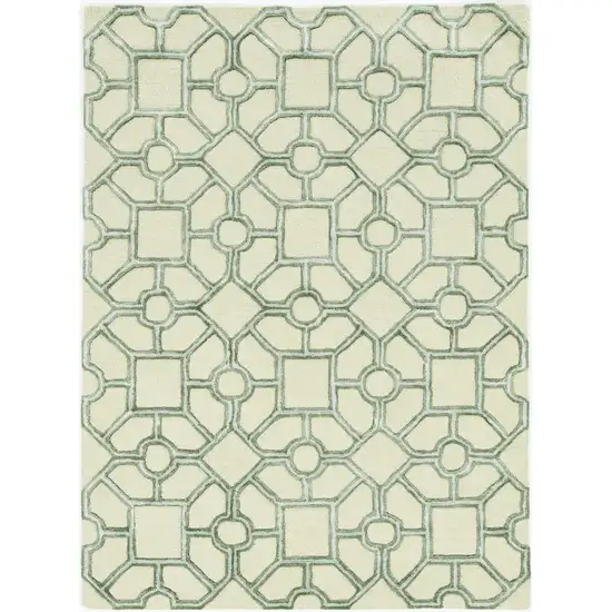 Beige Hand Tufted Geometric Indoor Area Rug Photo 2