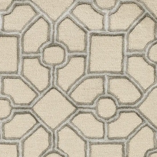 Beige Hand Tufted Geometric Indoor Runner Rug Photo 3