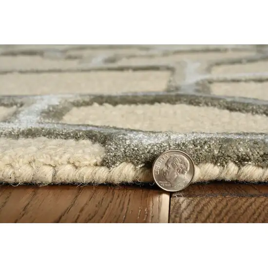 Beige Hand Tufted Geometric Indoor Runner Rug Photo 5