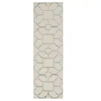 Photo of Beige Hand Tufted Geometric Indoor Runner Rug