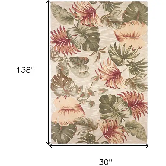 Beige Hand Tufted Tropical Leaves Indoor Area Rug Photo 4