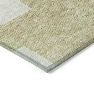 Photo of Beige Ivory And Brown Geometric Washable Indoor Outdoor Area Rug