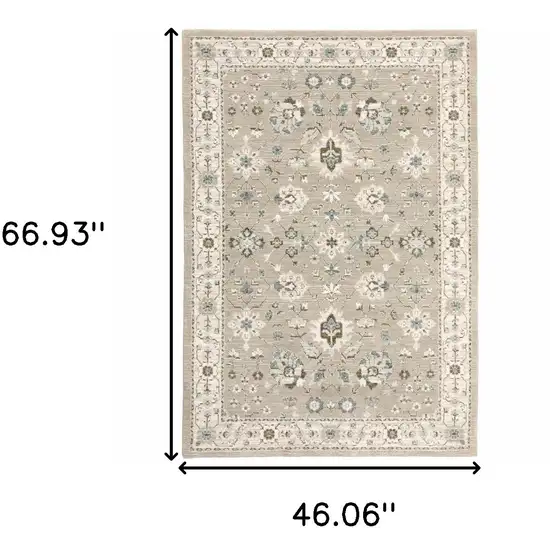 Beige Ivory Blue Green And Purple Oriental Power Loom Stain Resistant Area Rug Photo 7