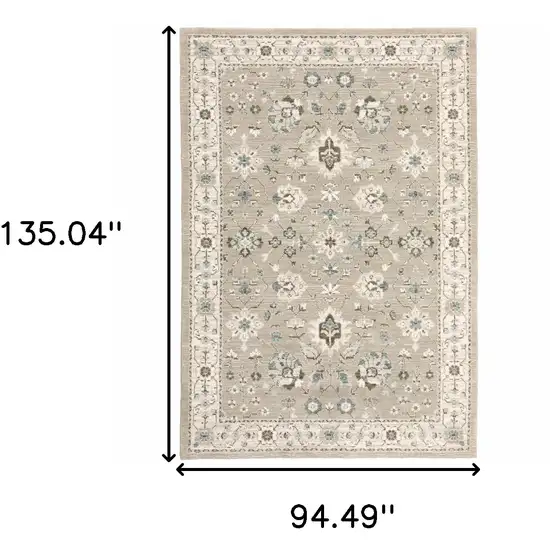 Beige Ivory Blue Green And Purple Oriental Power Loom Stain Resistant Area Rug Photo 7